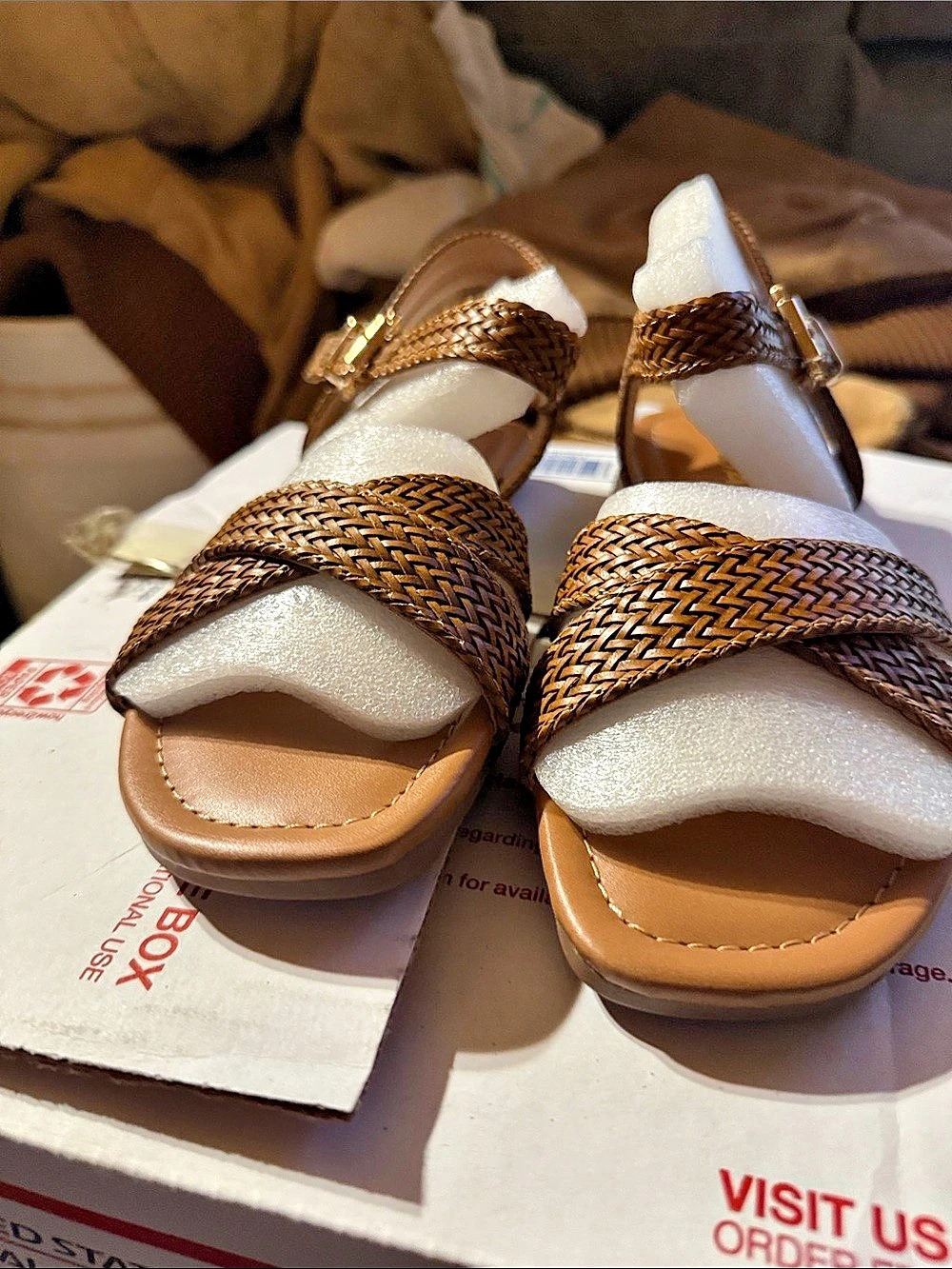 Soda Marlene-S Woven Strap Sandals Brown US 6